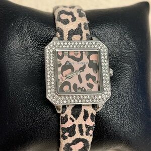 Betsey Johnson Pink and Black Animal Print Watch